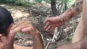Bareback fuck between latinos in the pine forest by the sea