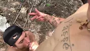 Bareback fuck between latinos in the pine forest by the sea