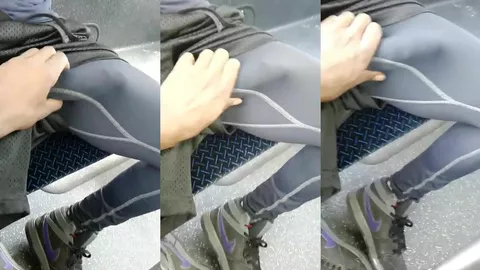 Dans le métro, un mec bande sous son legging — je le suce