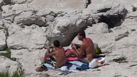 Exib em point de pegação à beira-mar — dupla gozada