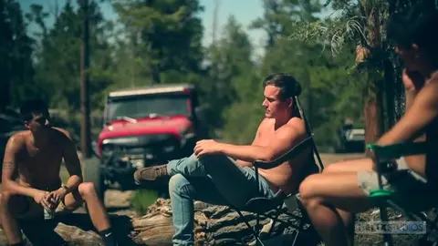 couple friends outside camping josh seth