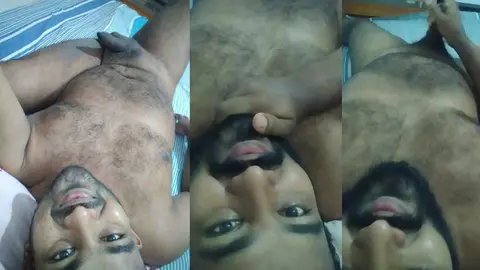 Young hairy stud own cum tasting