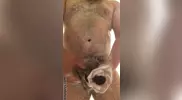 Gros ours poilu se branle et gicle sous la douche
