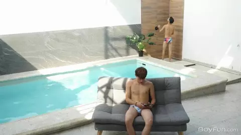 sex hot latin couple twinks poolside milcon justin