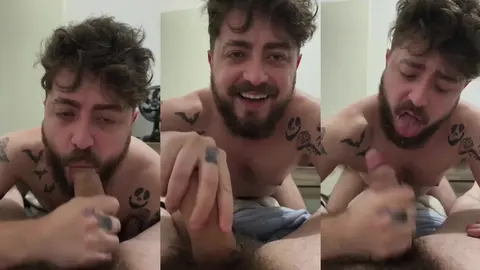 Heißer Kerl mit heller Haut schluckt 23 cm Schwanz