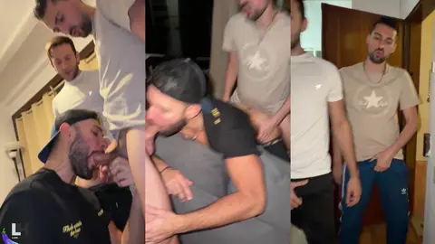 Threesome: due daddies scopano un passivo dal culo grosso