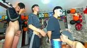 Orgía porno en grupo con camboys twinks latinos