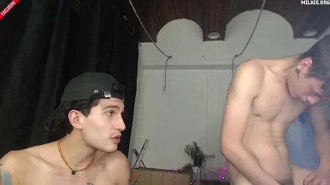 Couple d'amants camboys bien chauds en show