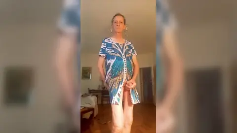 in my blue flowery dress nude underneath