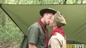 Scout And Scoutmaster In The Tent