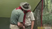 Scout And Scoutmaster In The Tent