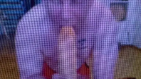 Faggot suck a big dildo