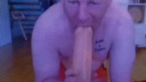 Faggot suck a big dildo