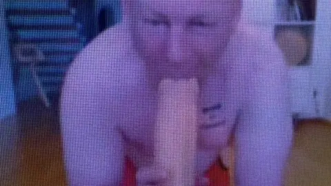 Faggot suck a big dildo