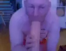 Faggot suck a big dildo