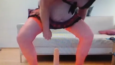 Sissy faggot ride big dildo