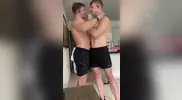 Blonde Barbie and boyfriend steamy shower