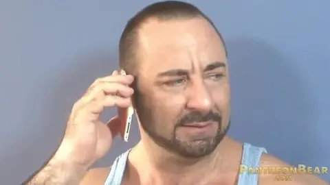 Grey-haired daddy fucking a hairy stud