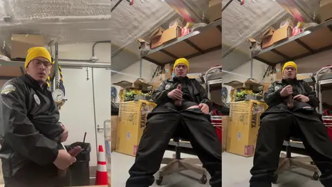 Security Officer Jerks At Work