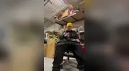 Security Officer Jerks At Work