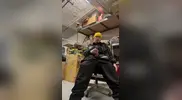 Security Officer Jerks At Work