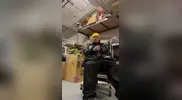 Security Officer Jerks At Work