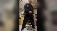 Security Officer Jerks At Work