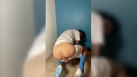 Young French Twink jerks off, in Olympique Marseille Football Outfit ... .