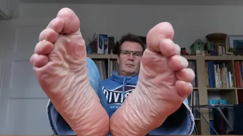 German 55yo daddies meaty foot soles on the desk and right into your face ?.