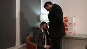 Boss fooling around with his employee after work