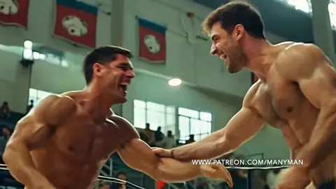 Lottatori IA si succhiano e si scopano nell'arena di ManyAMan