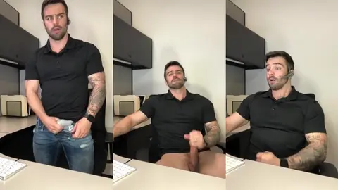 Jordan jerks off on a call at work